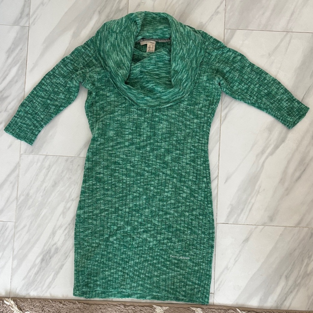 DKNY Teal Cowl Neck Sweater